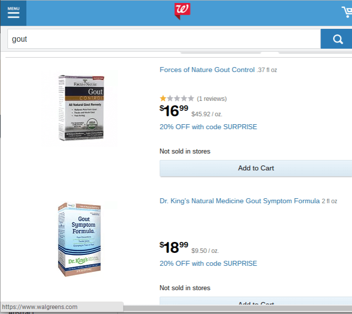 Gout Control at Walgreens screenshot GoutPal Gout Forum