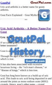 Document Change History for Uric Acid Arthritis